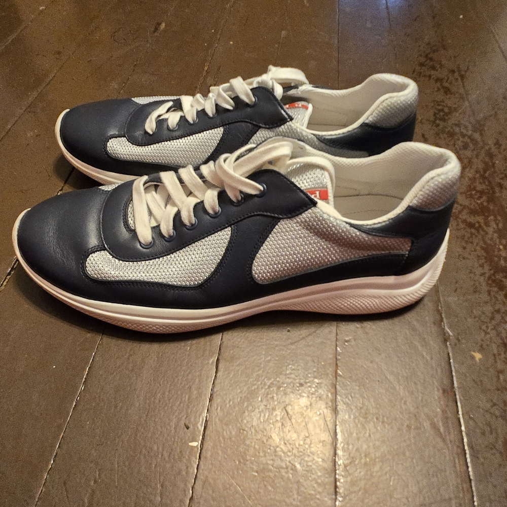 Prada Men Navy and White Sneakers - Picture 4 of 5
